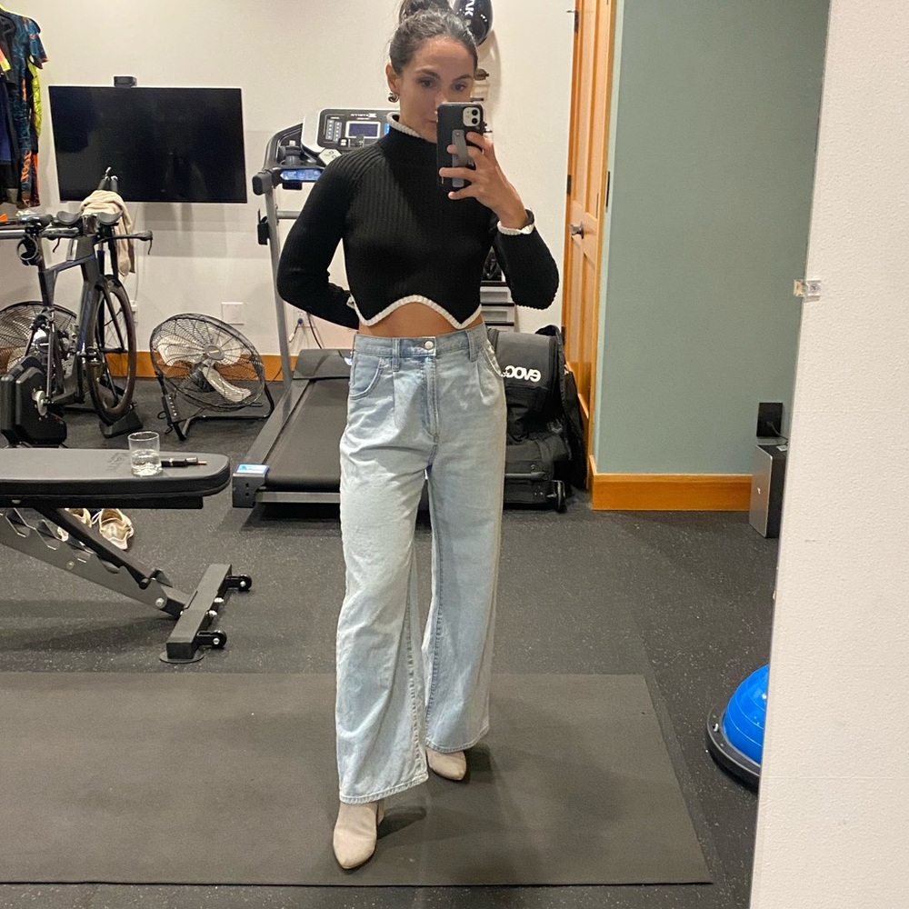 Contrast Trim Stitching Color Block Asymmetrical … - image 5